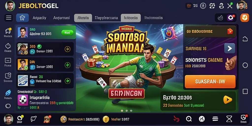 Tampilan menarik dari aplikasi JEBOLTOGEL dengan fitur sportsbook yang interaktif.