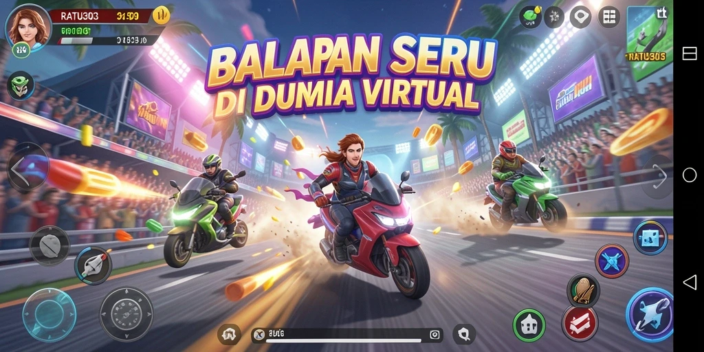 Tampilan gameplay seru dari RATU303 dengan balapan mendebarkan.