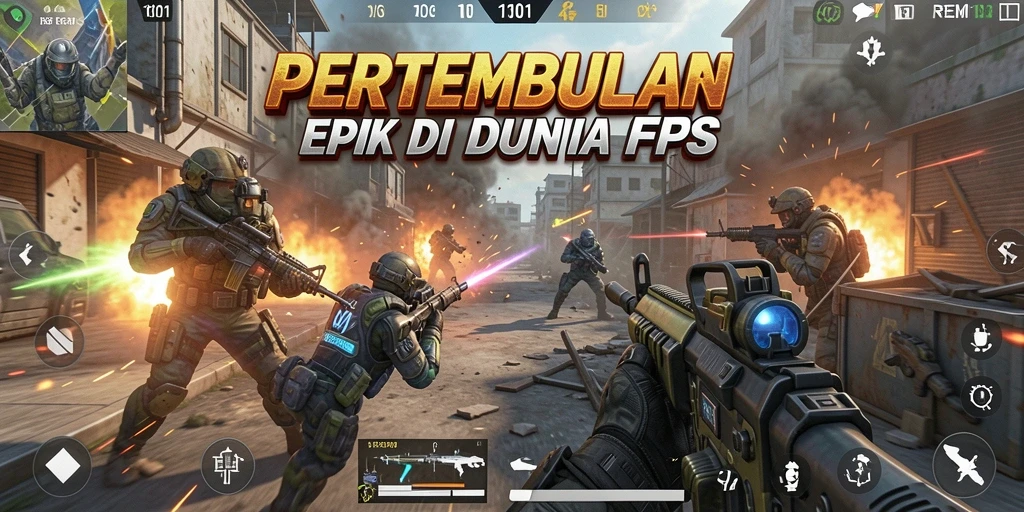Tampilan seru gameplay FPS dalam REMI101 yang menantang.
